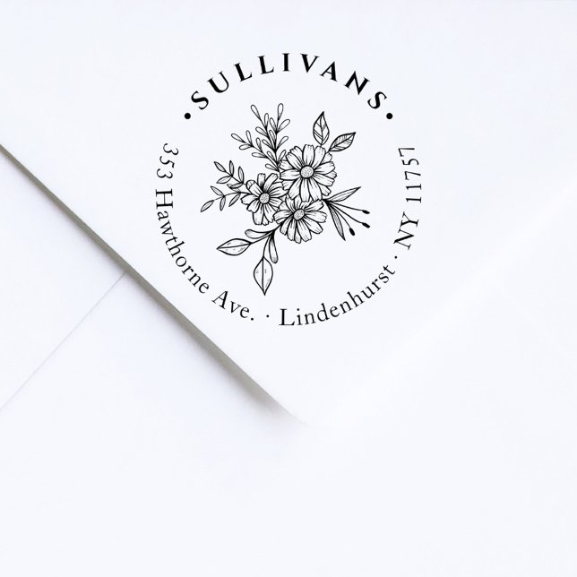 Elegant Botanical Bouquet Custom Return Address Self-inking Stamp (Creator Uploaded)
