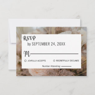Elegant Botanical Bouquet Roses Floral Wedding RSVP Card
