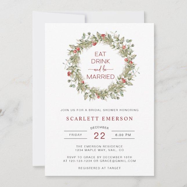 Elegant Botanical Bridal Shower Invitation (Front)