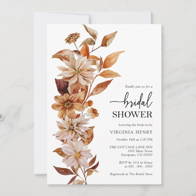 Elegant Botanical Bridal Shower Invitation (Front)