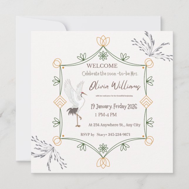 Elegant Botanical Bridal Shower Invitation | Moder (Front)