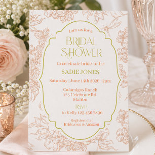 Elegant Botanical Bridal Shower   Minimalist Flora Invitation