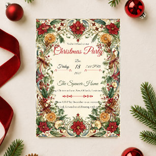 Elegant Botanical Christmas Party Invitation