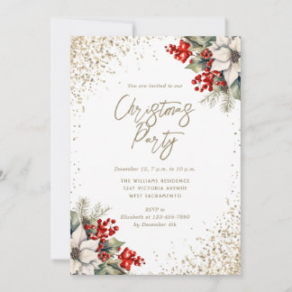 Elegant Botanical Christmas Party Invitation