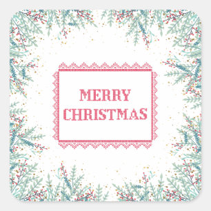 Elegant botanical Christmas Square Sticker
