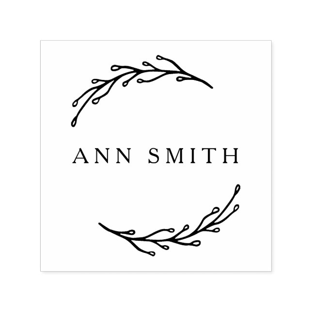 Elegant Botanical Circular Business Logo Name Self-inking Stamp (Design)