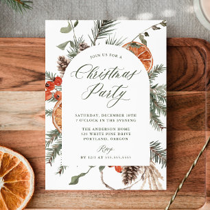 Elegant Botanical Citrus Arch Christmas Party Invitation