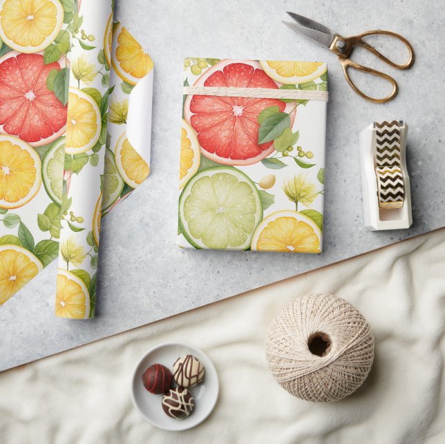 Elegant Botanical Citrus Fruit Wrapping Paper (Crafts)
