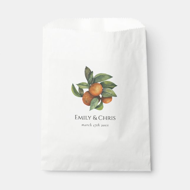 Elegant Botanical Citrus Greenery Favour Bags (Front)