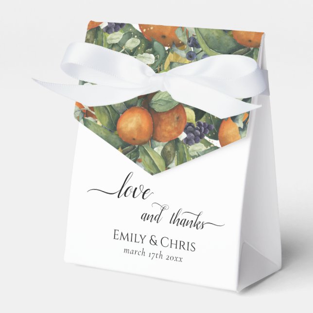 Elegant Botanical Citrus Greenery Wedding Favour Box (Front Side)