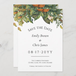 Elegant Botanical Citrus Greenery Wedding Save The Date