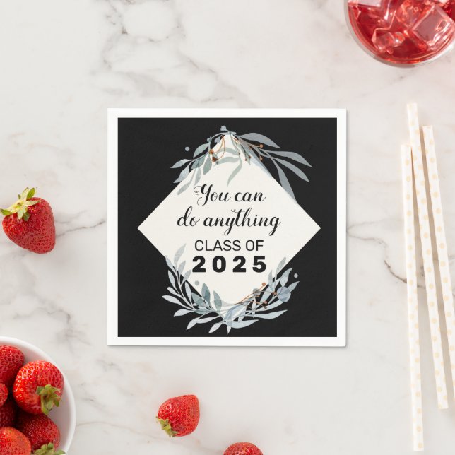 Elegant Botanical Class of 2025 Graduation Party  Napkin (Insitu)