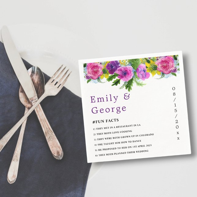 Elegant Botanical Colourful Roses Floral Wedding Napkin (Creator Uploaded)