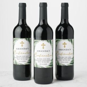 Elegant Botanical Confirmation Wine Label