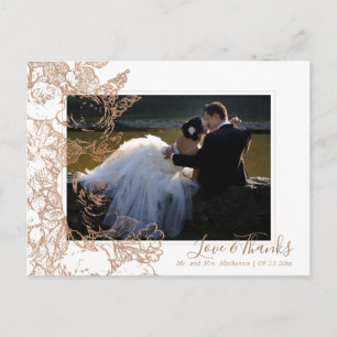 Elegant Botanical   Copper Floral Photo Thank You Postcard