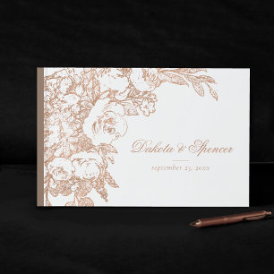 Elegant Botanical   Copper Rose Gold Floral Guest Book