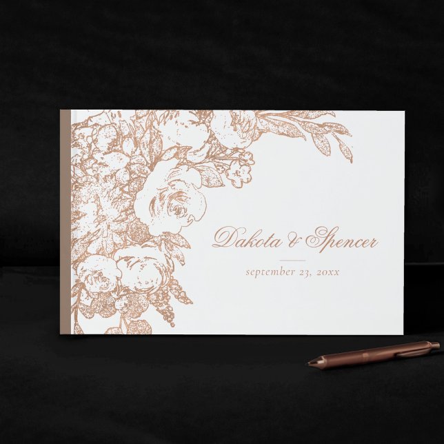Elegant Botanical | Copper Rose Gold Floral Guest Book (Creator Uploaded)