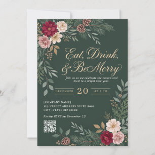 Elegant Botanical Corporate Christmas Party Invitation