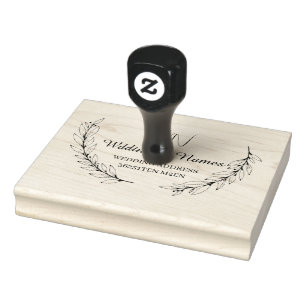 Elegant Botanical Couple Monogram Return Address Rubber Stamp