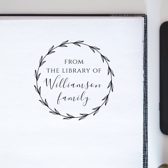 Elegant Botanical Custom Family Library Books  Rubber Stamp (Creator Uploaded)