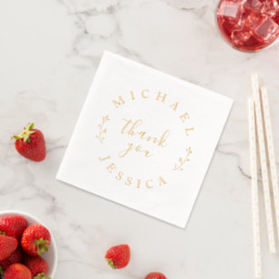Elegant Botanical Custom Names Thank You Wedding Foil Napkins