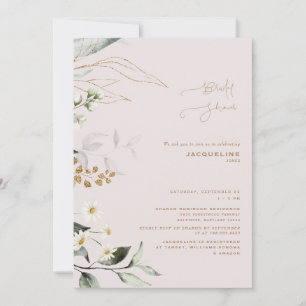 Elegant Botanical Daisy Blush Bridal Shower Invitation