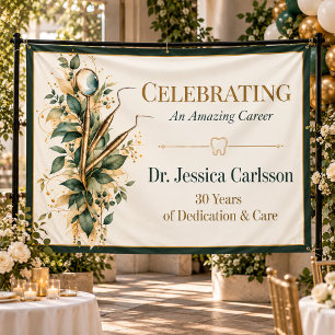 Elegant Botanical Dentist Career Celebration Banner