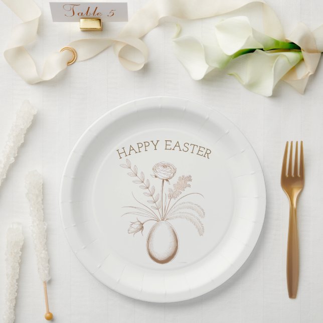 Elegant Botanical Easter Brunch Paper Plates (Wedding)