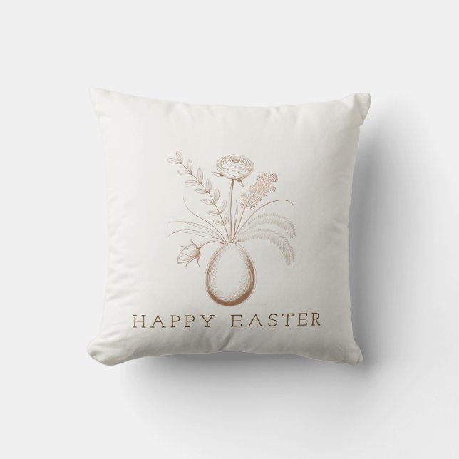 Elegant Botanical Easter Decorative Throw Pillow (Front)