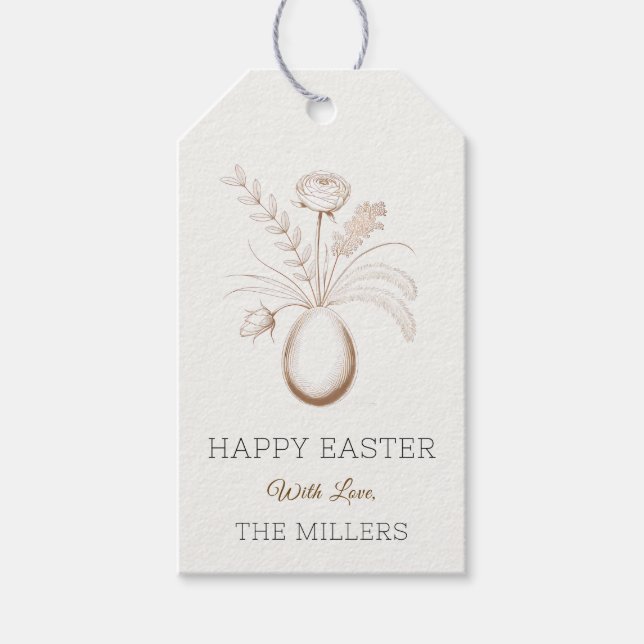 Elegant Botanical Easter Personalised Gift Tag (Front)