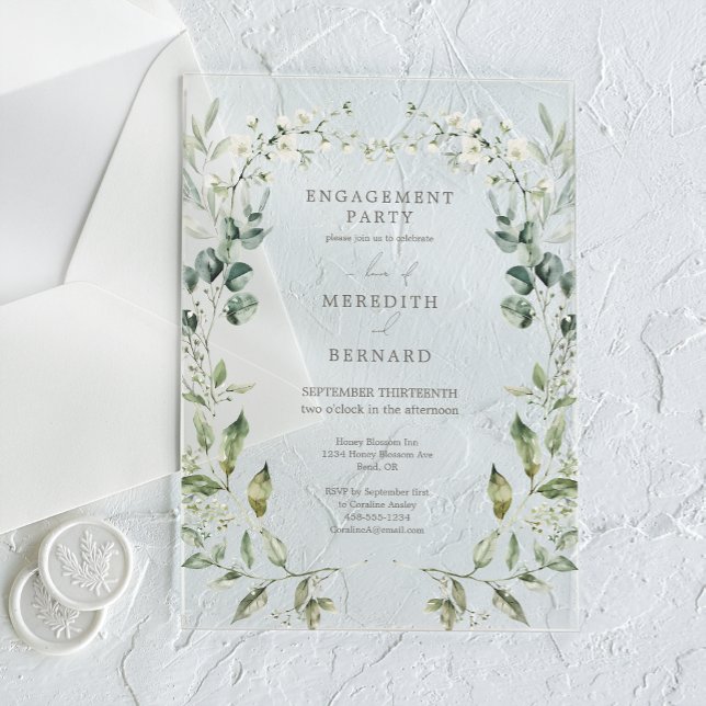 Elegant Botanical Engagement Party Acrylic Invitations (Creator Uploaded)