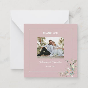 Elegant Botanical Eucalyptus Blush Pink Thank you Card