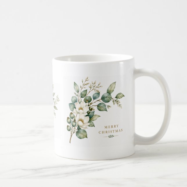 Elegant Botanical Eucalyptus Christmas Mug (Right)