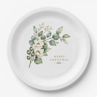 Elegant Botanical Eucalyptus Christmas Paper plate