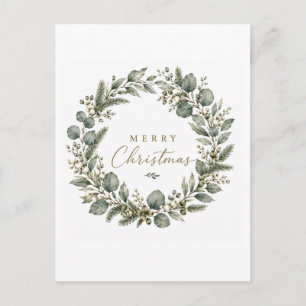 Elegant Botanical Eucalyptus Christmas postcard