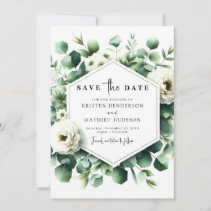 Elegant Botanical Eucalyptus Digital Wedding Save The Date