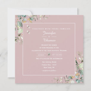 Elegant Botanical Eucalyptus Greenery Blush Pink Invitation
