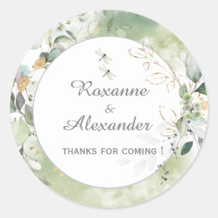 Elegant Botanical Eucalyptus Greenery Classic Round Sticker