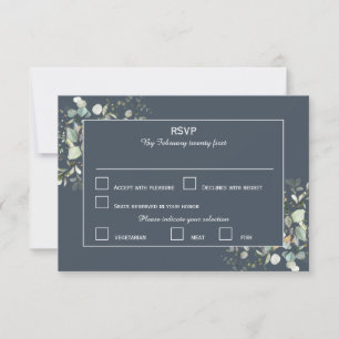 Elegant Botanical Eucalyptus Greenery, Deep Grey RSVP Card