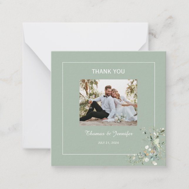 Elegant Botanical Eucalyptus Greenery Sage Color  Card (Front)