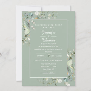 Elegant Botanical Eucalyptus Greenery, Sage Colour Invitation