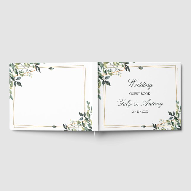 Elegant Botanical Eucalyptus Leaf Memory Guest Book (Full)