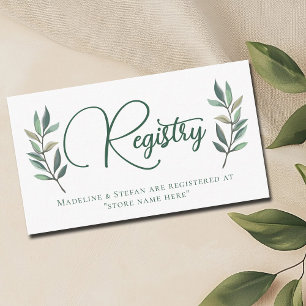 Elegant Botanical Eucalyptus Leaf Wedding Registry Enclosure Card