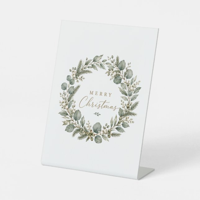 Elegant Botanical Eucalyptus Pedestal Sign (Front)