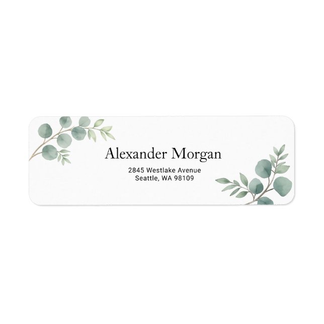 Elegant Botanical Eucalyptus Return Address Label (Front)