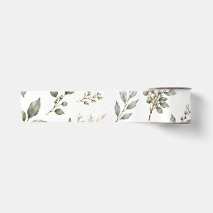 Elegant Botanical Eucalyptus Satin Ribbon