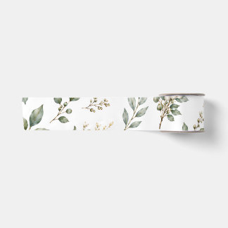 Elegant Botanical Eucalyptus Satin Ribbon