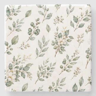 Elegant Botanical Eucalyptus Stone Coaster