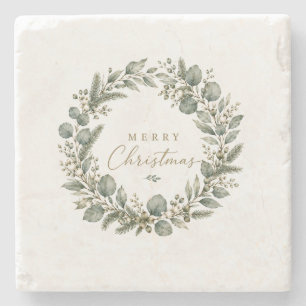 Elegant Botanical Eucalyptus Stone Coaster