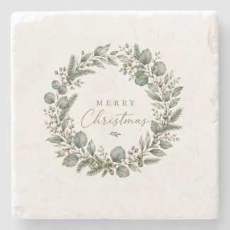 Elegant Botanical Eucalyptus Stone Coaster